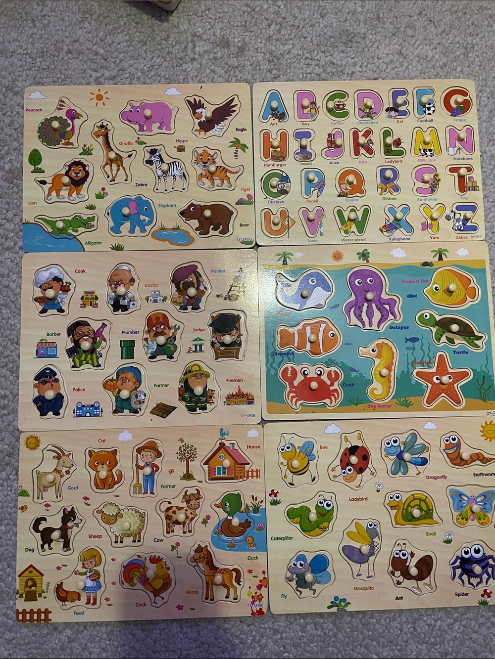 Lot of 6 wooden puzzles